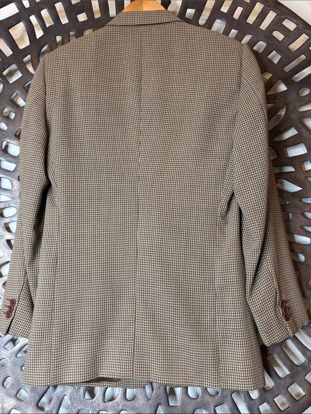 🤎Vintage MANI Armani Brown Houndstooth Blazer 38 Short Italian Wool  Saks 5th🤎 - Picture 5 of 16